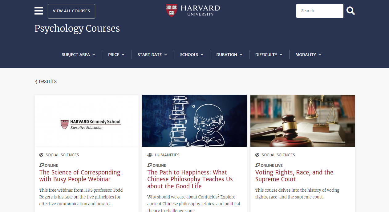 Psychology Courses Harvard University 